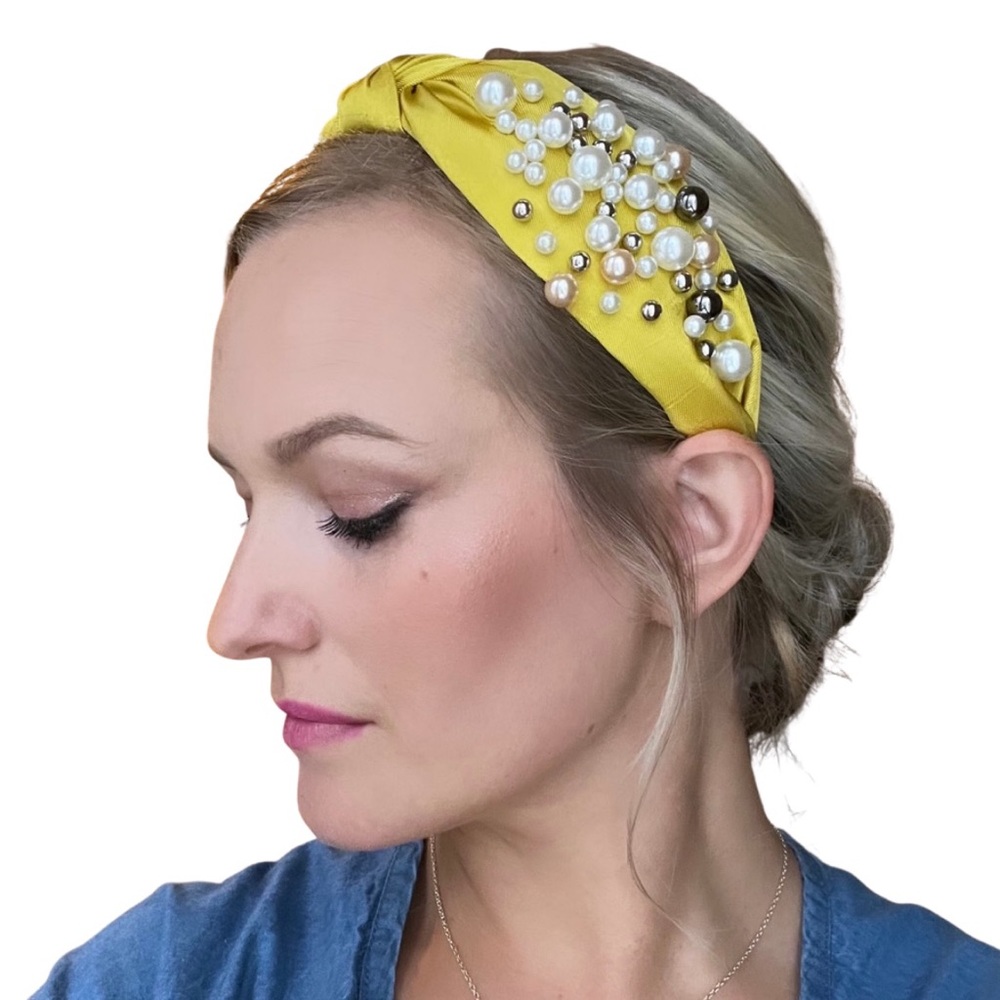 Mustard Pearl Top Knot Headband